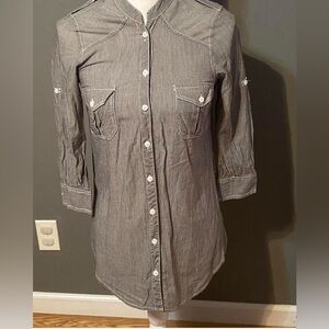 Women's Gray Button Down Shirt